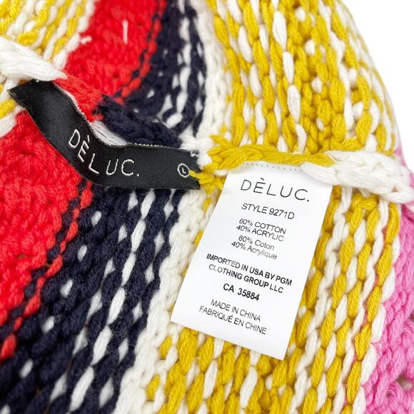 DeLuc Ayden Chunky Knit Crop Cardigan Sweater Striped Size Large - Picture 10 of 10